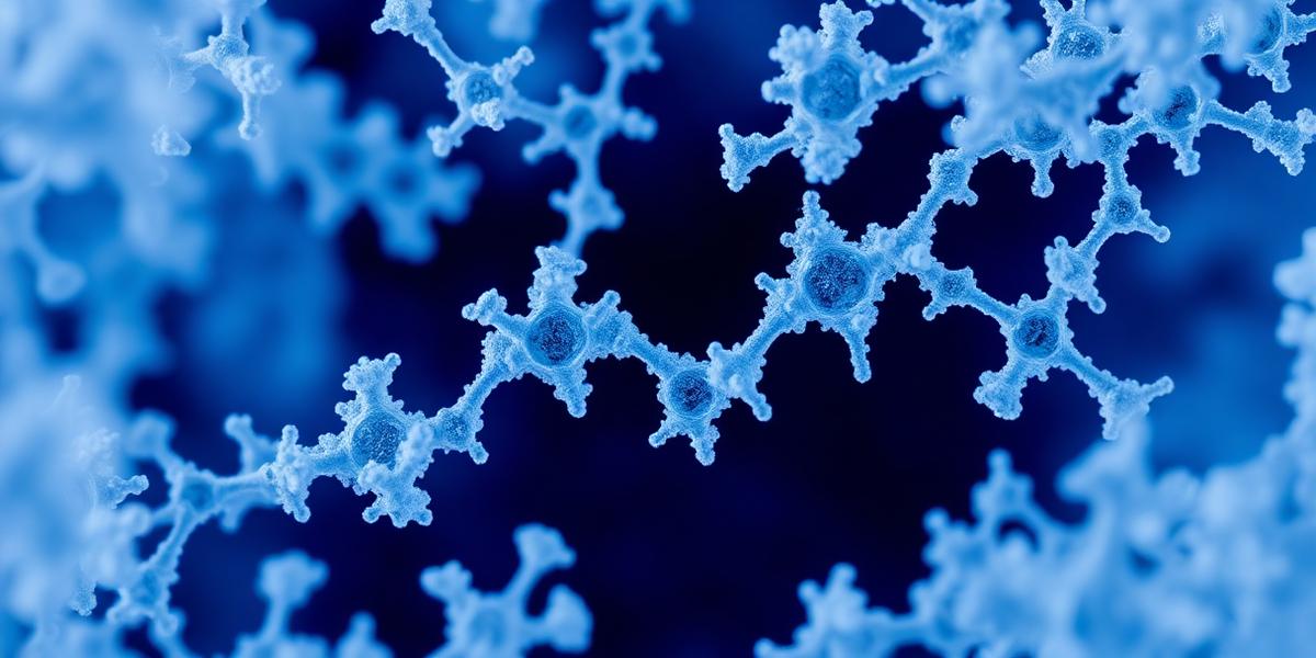 Microscopic view of peptide crystals